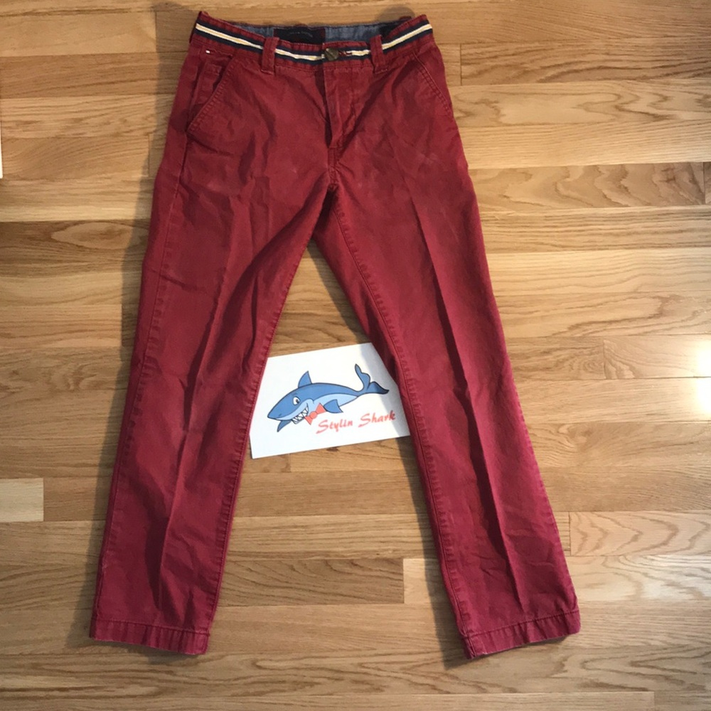 TOMMY HILFIGER BOYS 12 Adjustable Waist Burgundy